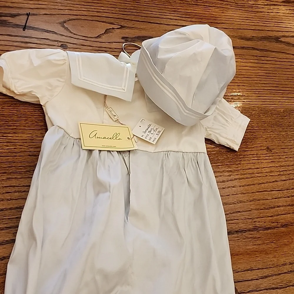 Anavelle White Baby Sailor One-Piece with Hat